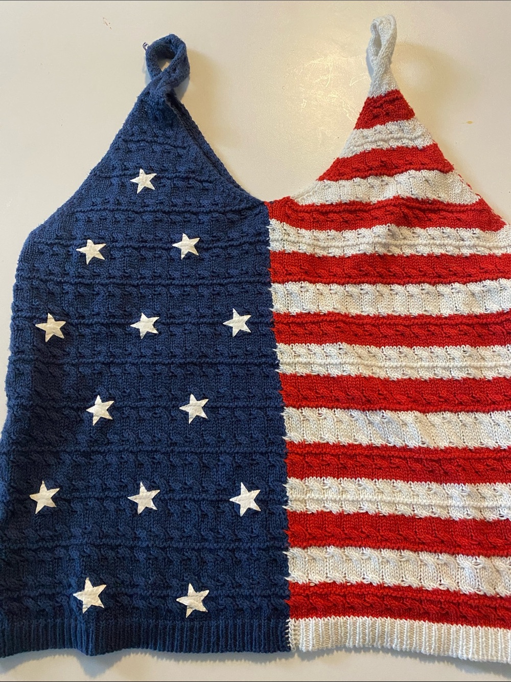 moon & madison Red, White & Blue Star Stripe Knit Halter size m 
Happy Bday USA